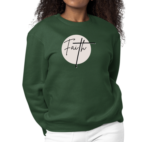 Womens Graphic Sweatshirt Faith - Christian Affirmation - Black