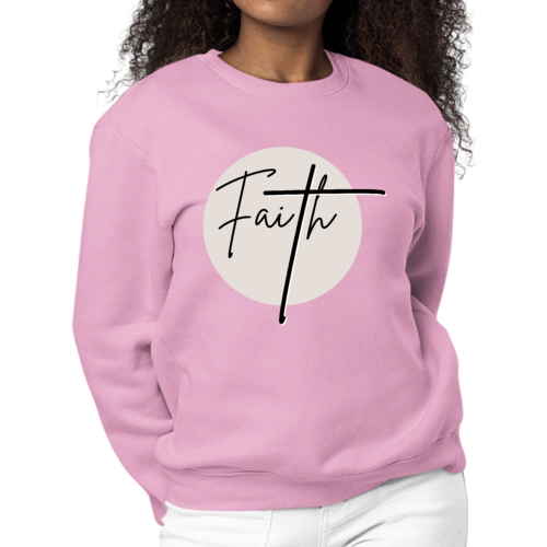 Womens Graphic Sweatshirt Faith - Christian Affirmation - Black