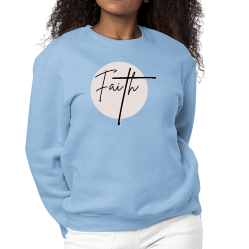 Womens Graphic Sweatshirt Faith - Christian Affirmation - Black