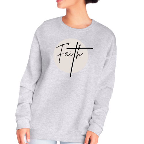 Womens Graphic Sweatshirt Faith - Christian Affirmation - Black