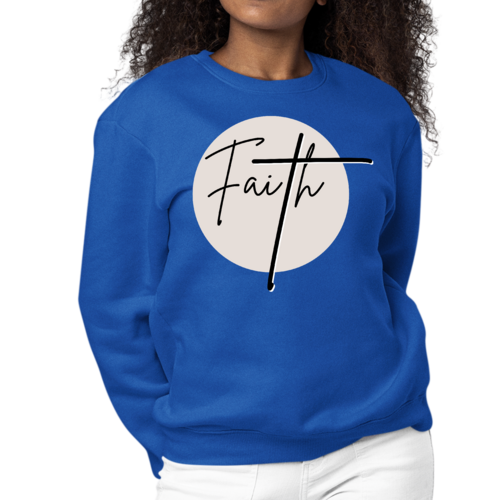 Womens Graphic Sweatshirt Faith - Christian Affirmation - Black
