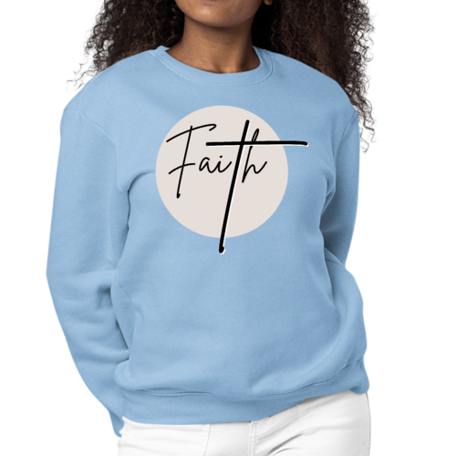 Womens Graphic Sweatshirt Faith - Christian Affirmation - Black