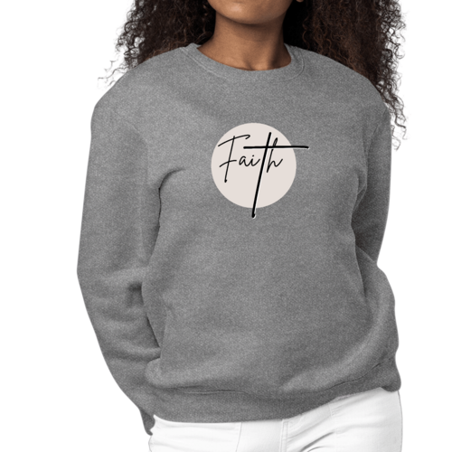 Womens Graphic Sweatshirt Faith - Christian Affirmation - Black