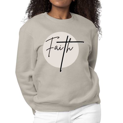 Womens Graphic Sweatshirt Faith - Christian Affirmation - Black