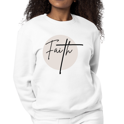 Womens Graphic Sweatshirt Faith - Christian Affirmation - Black