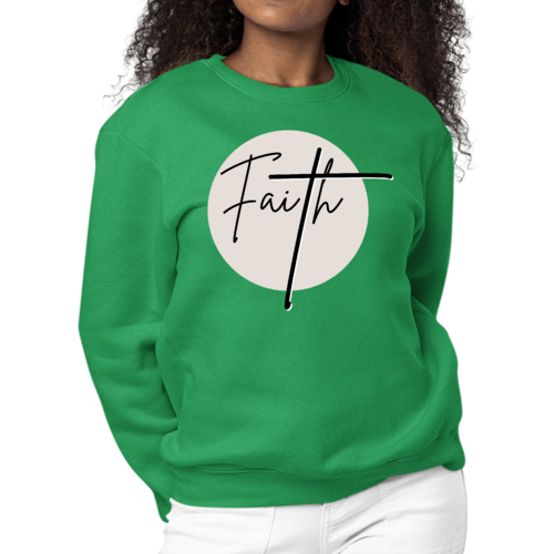 Womens Graphic Sweatshirt Faith - Christian Affirmation - Black