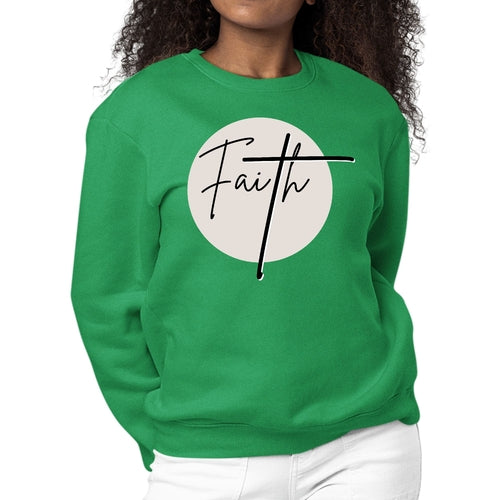 Womens Graphic Sweatshirt Faith - Christian Affirmation - Black